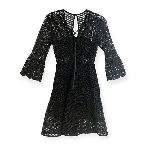 SELF-PORTRAIT Black A Line Lace Up Dress, size 0 - Picture 2 of 16